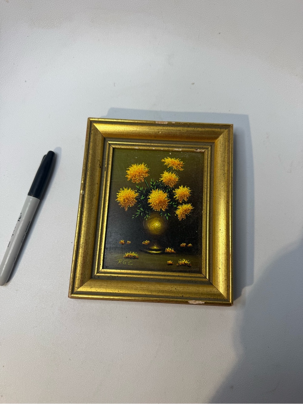 Mid-Century Small Framed Floral Painting by R.G. Swanson Signed